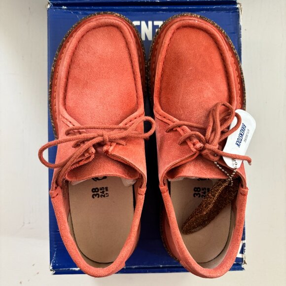 NIB | Birkenstock Suede Delano Lace Up Shoe in Coral Narrow Size EU 38 - Picture 4 of 9